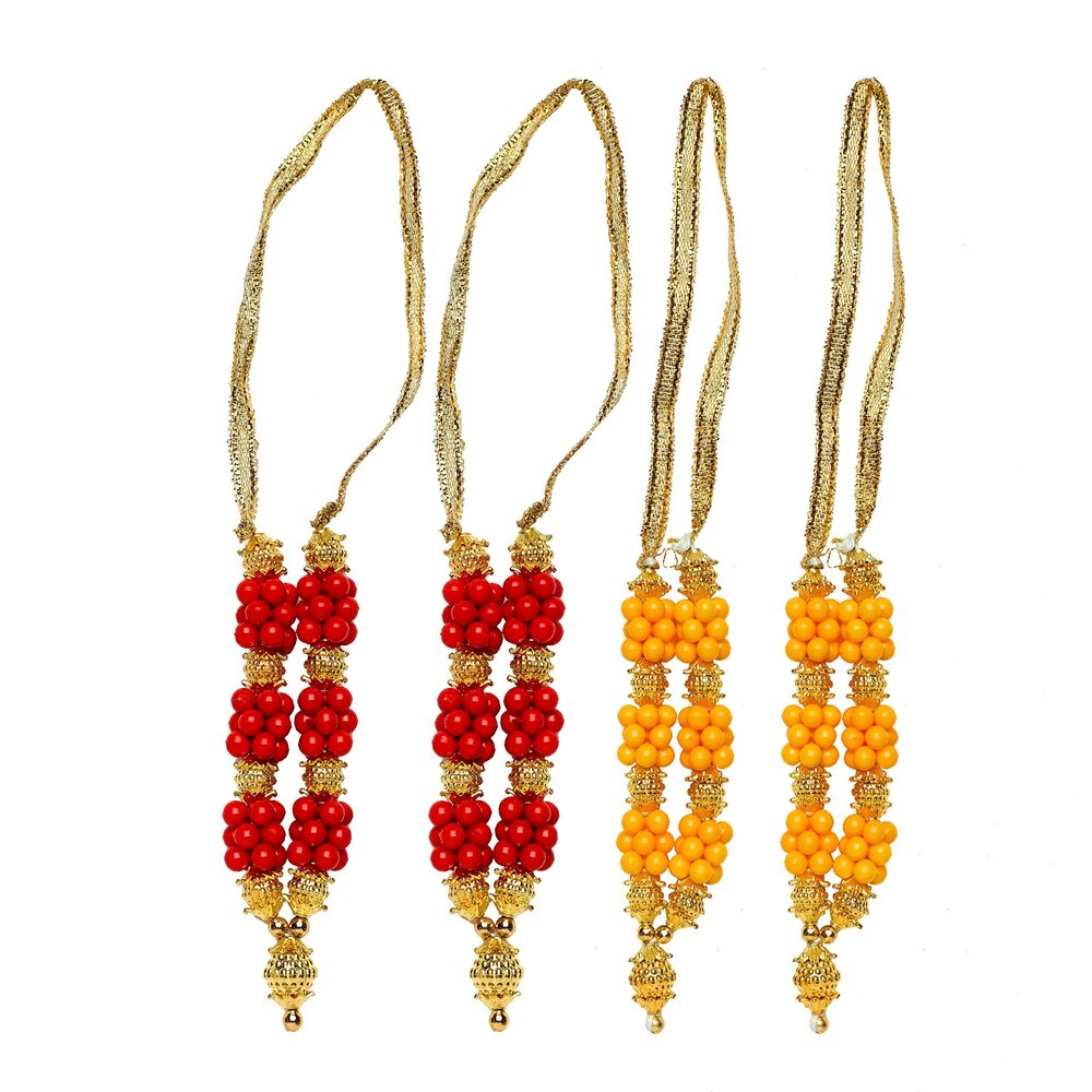 1365 Small Set of 4 Artificial Flowers Ribbon Garland Haar Mala Large